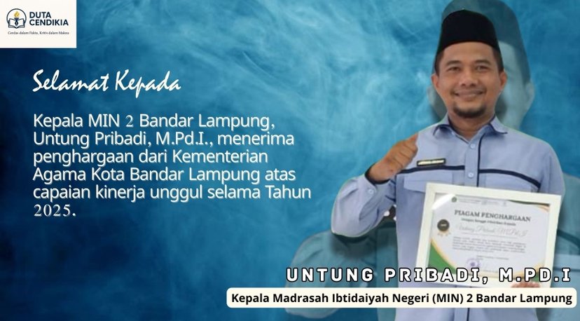 Kepala MIN 2 Bandar Lampung Raih Piagam Penghargaan Kinerja Unggul E-Kinerja 2025